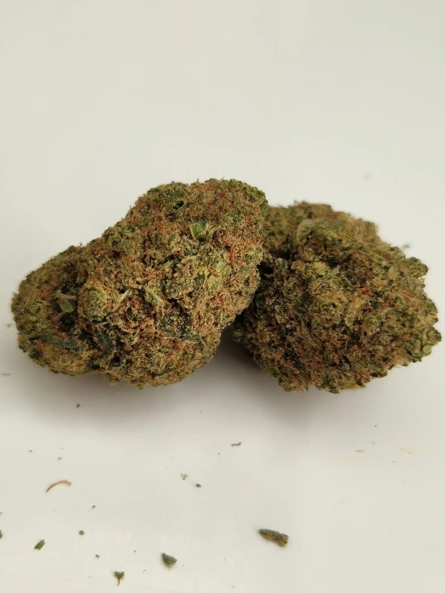Mint Kush CBD-Blüten von BUFU – frontal fotografiert, harzig und kompakt.