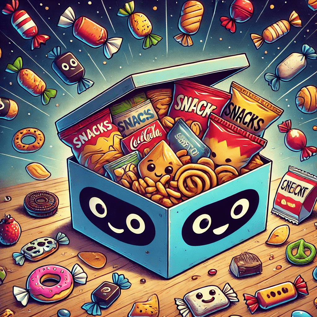 Snack Box Mystery im Bufu Shop – Überraschungsbox mit abwechslungsreichen Snacks und Erfrischungen, ideal für Neugierige